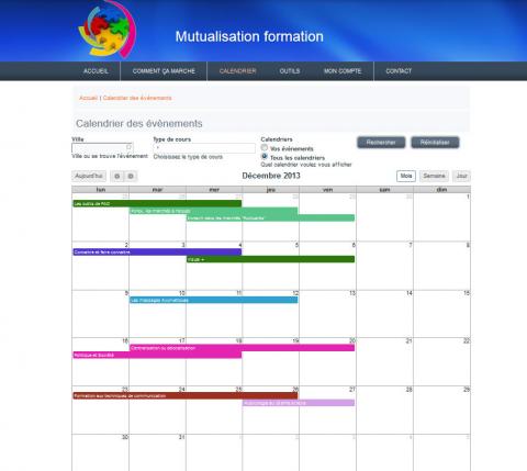 mutualisation formation web design dynamic calendar